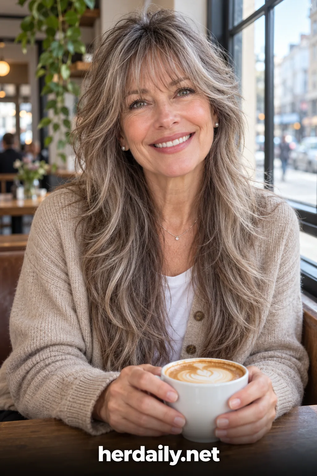 02 silver brown layered shag cafe