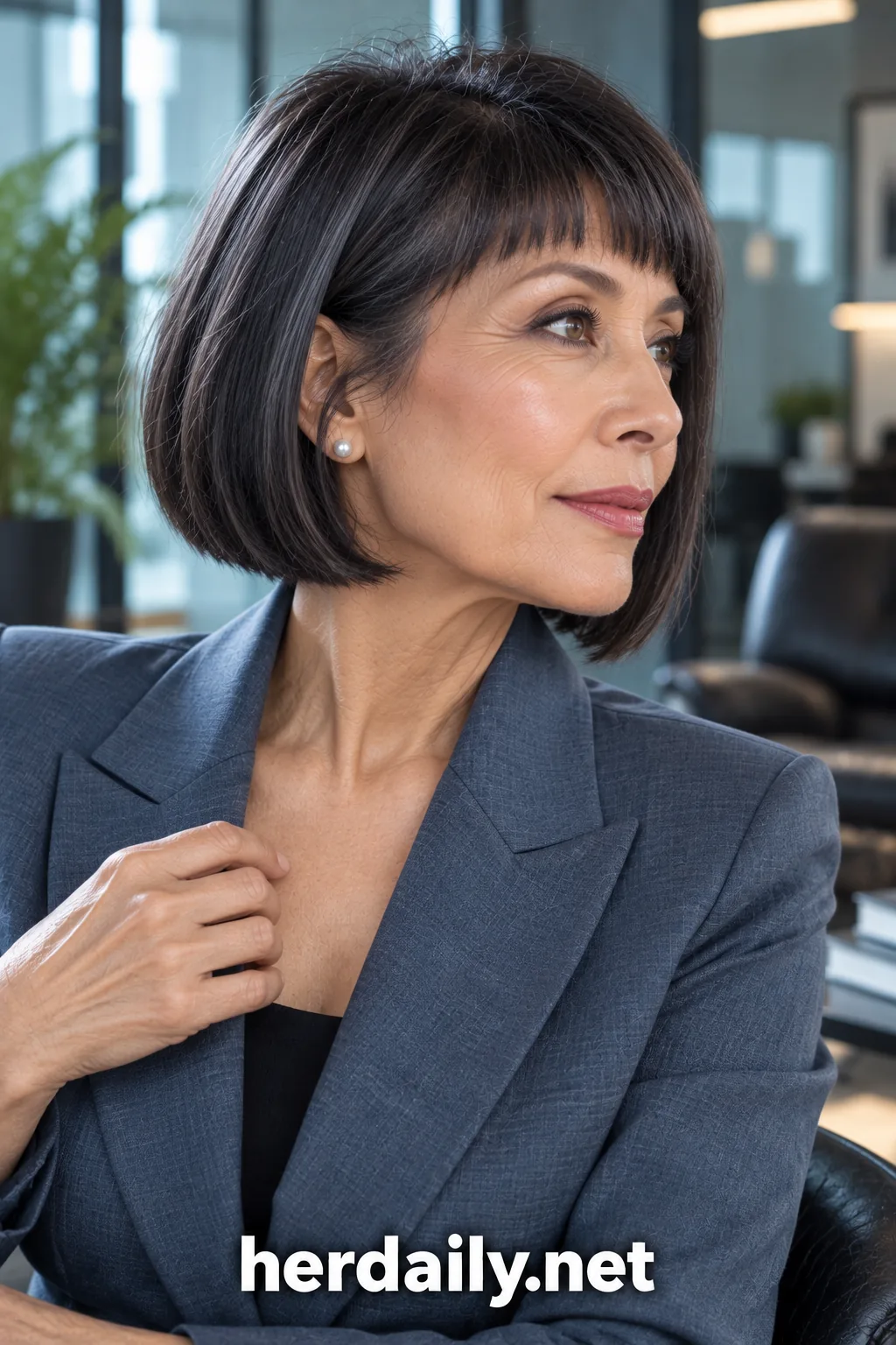 11 east asian graphite black blunt bob micro fringe office