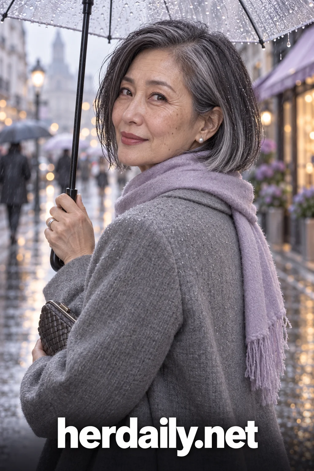 blending gray hair 15 graphite gray angled bob silver ends