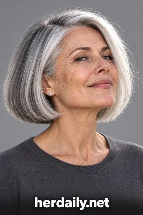 bob haircuts for women over 50 sleek silver blunt classic bob