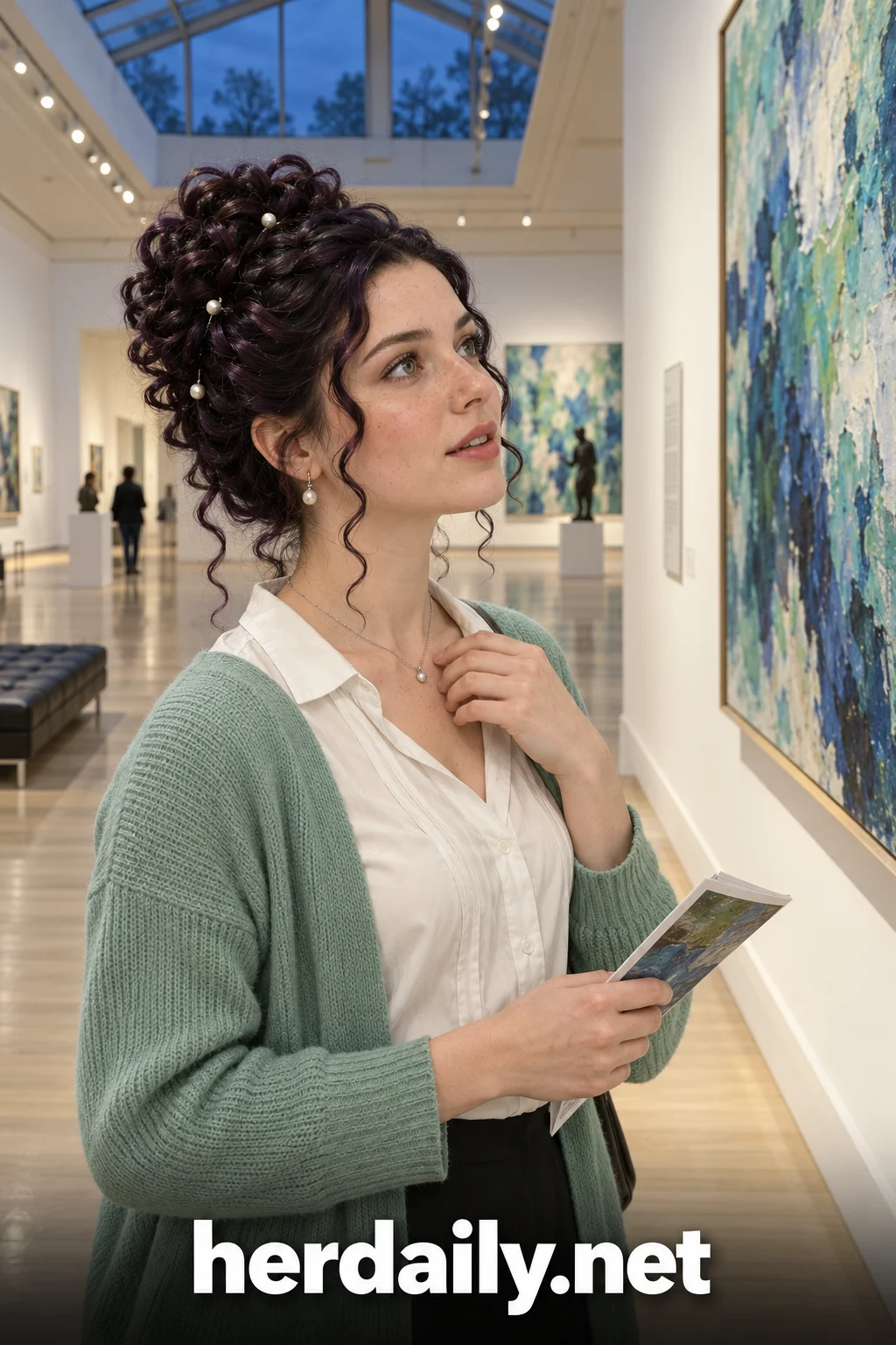 curly hair aesthetic 19 ringlet updo pearl pins gallery