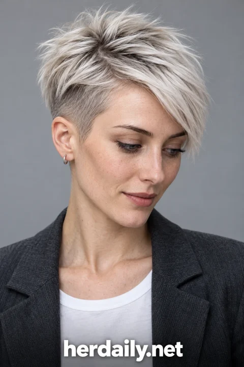 edgy short haircuts platinum undercut pixie crest