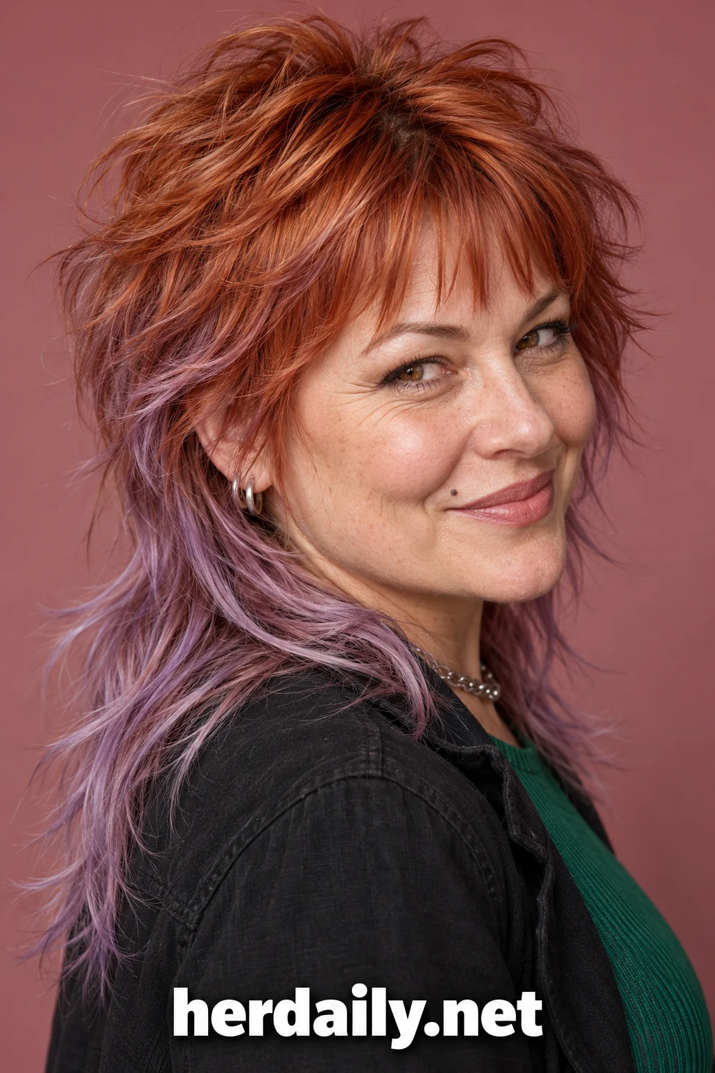 funky hairstyles for over 40s 07 ginger lilac shaggy mullet
