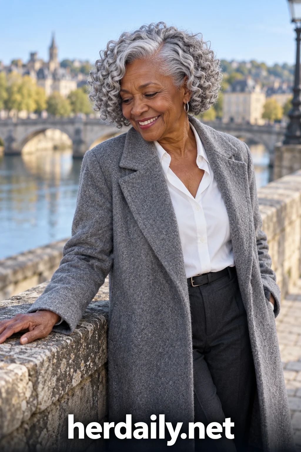 grey curly hairstyles over 60 side parted silver coil bob