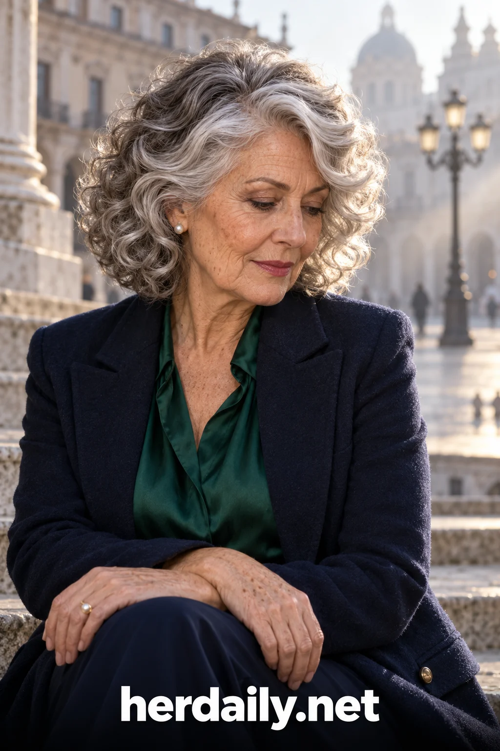 grey curly hairstyles over 60 voluminous silver curly lob