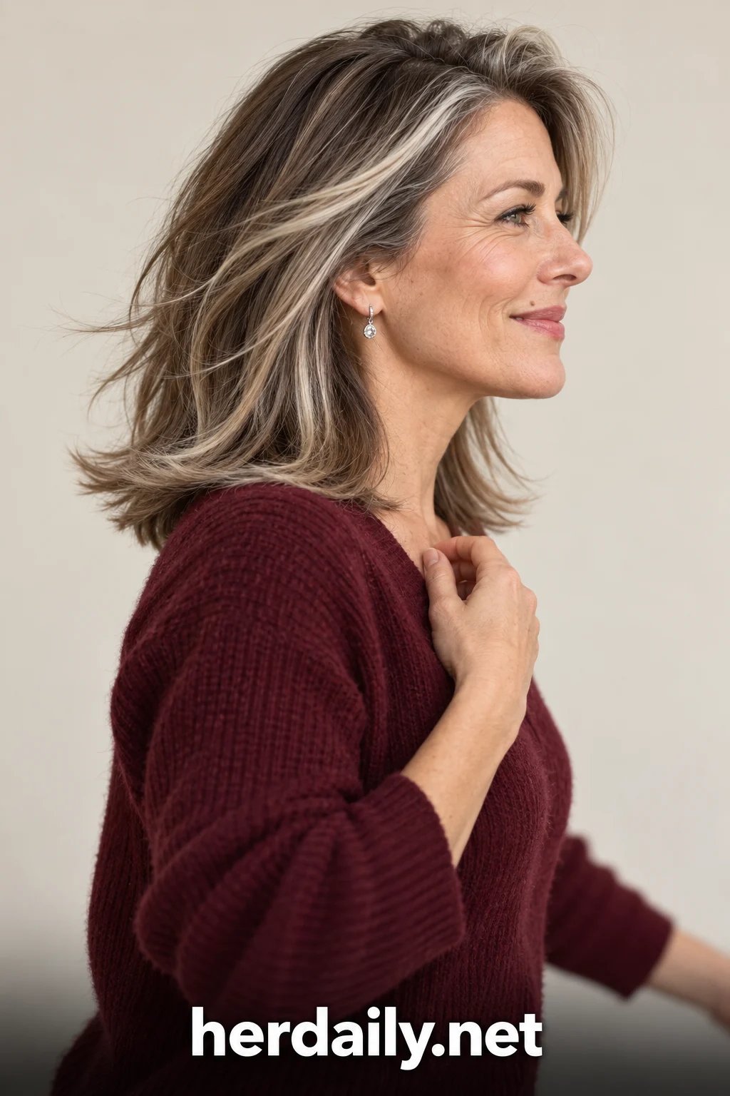 Hair color over 40: cool ash brown silver blonde ribbons