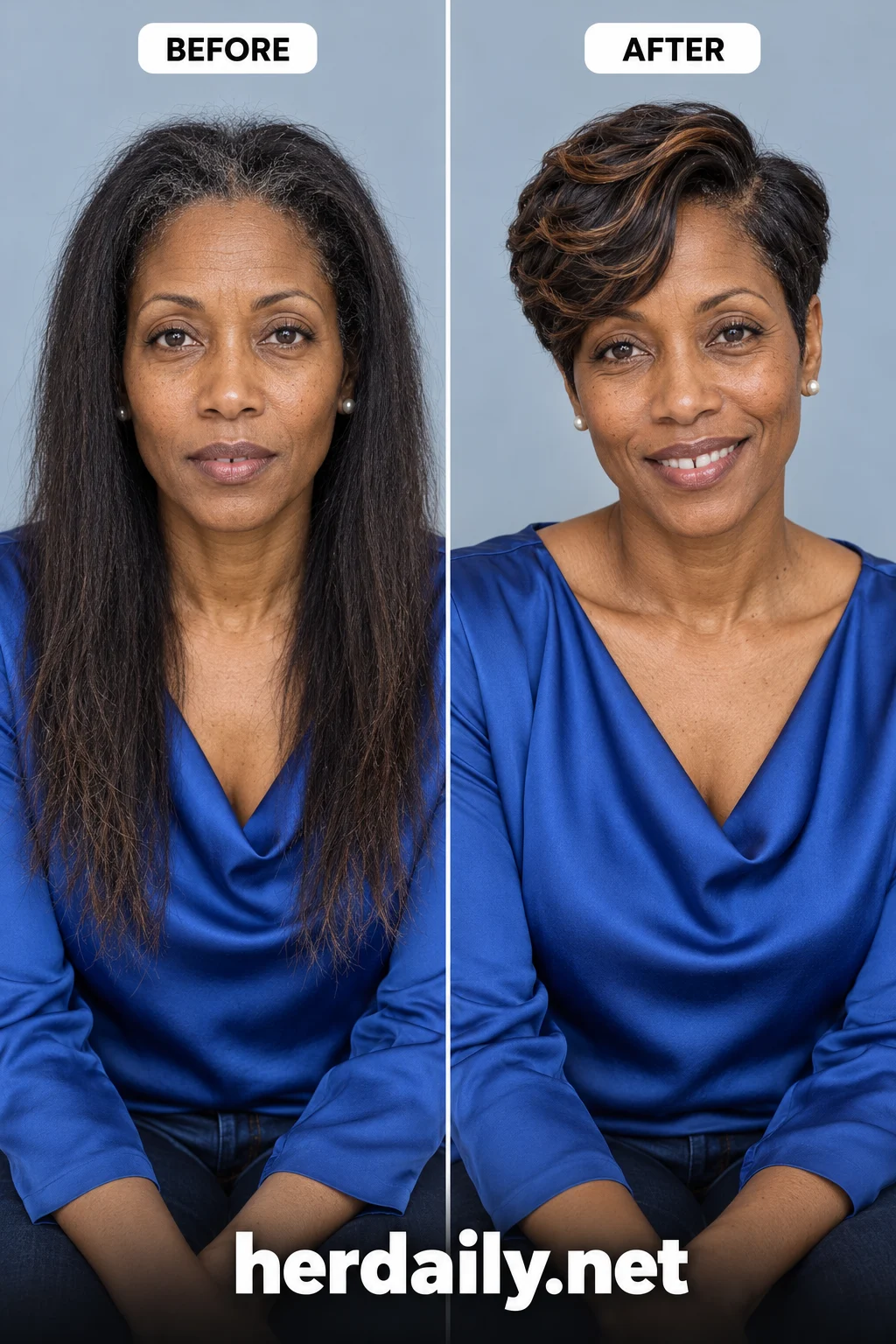 long hair to short hair before and after 01 sleek tapered es