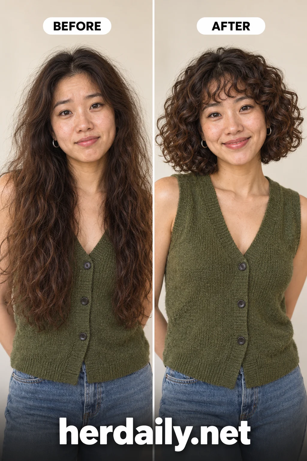 long hair to short hair before and after 12 short curly bob