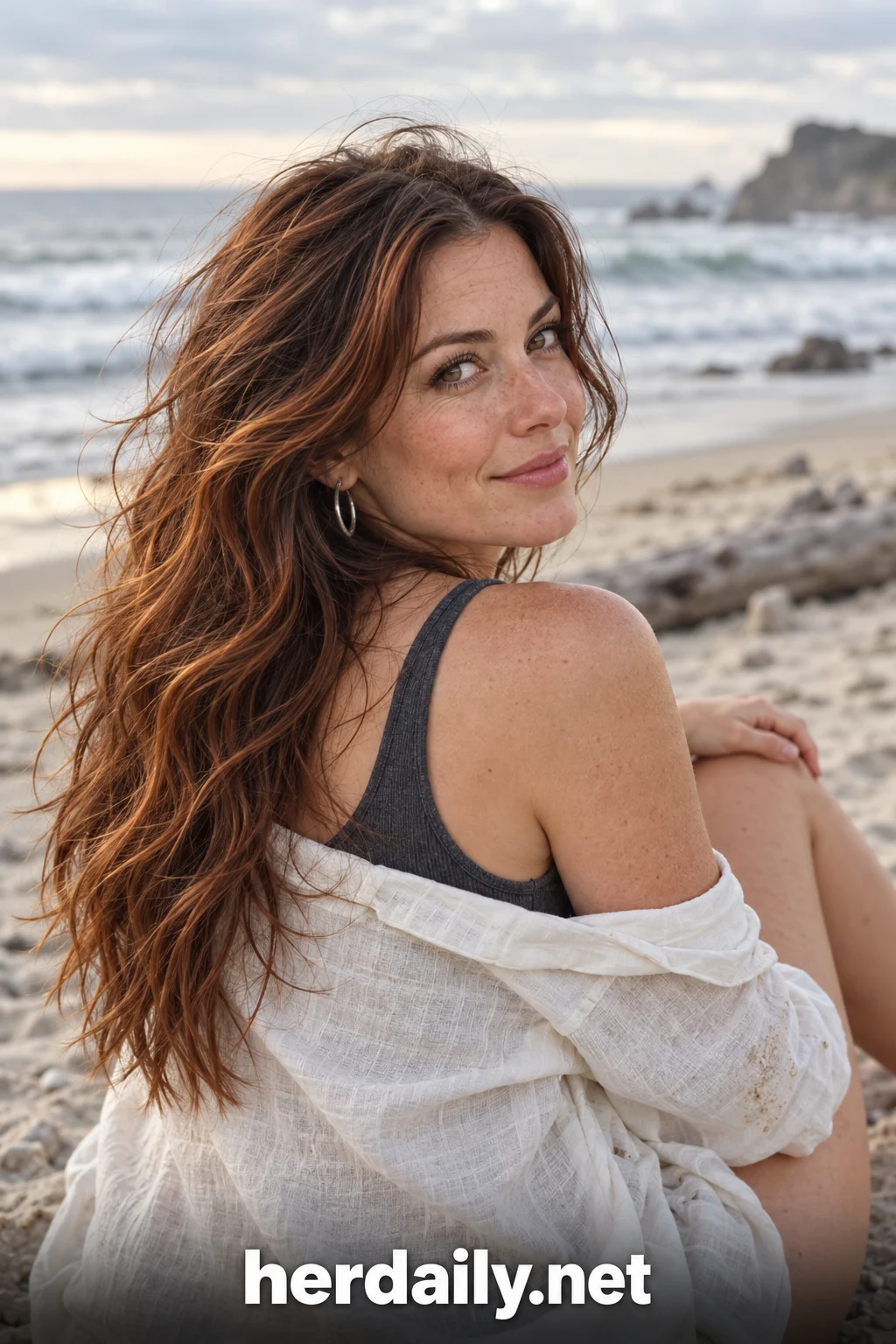 mahogany hair color 10 tousled waves quiet beach