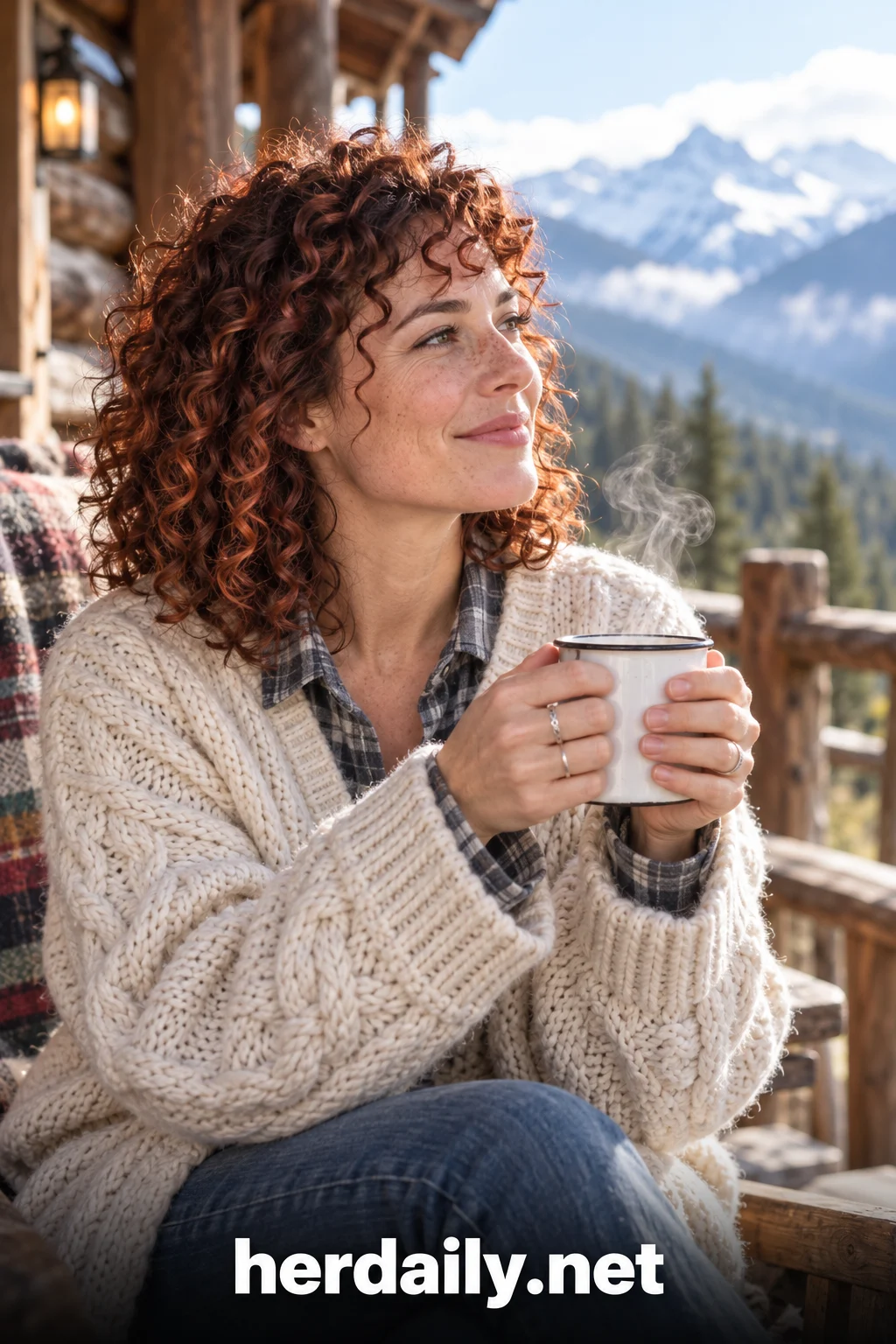 mahogany hair color 15 curly bangs cabin porch