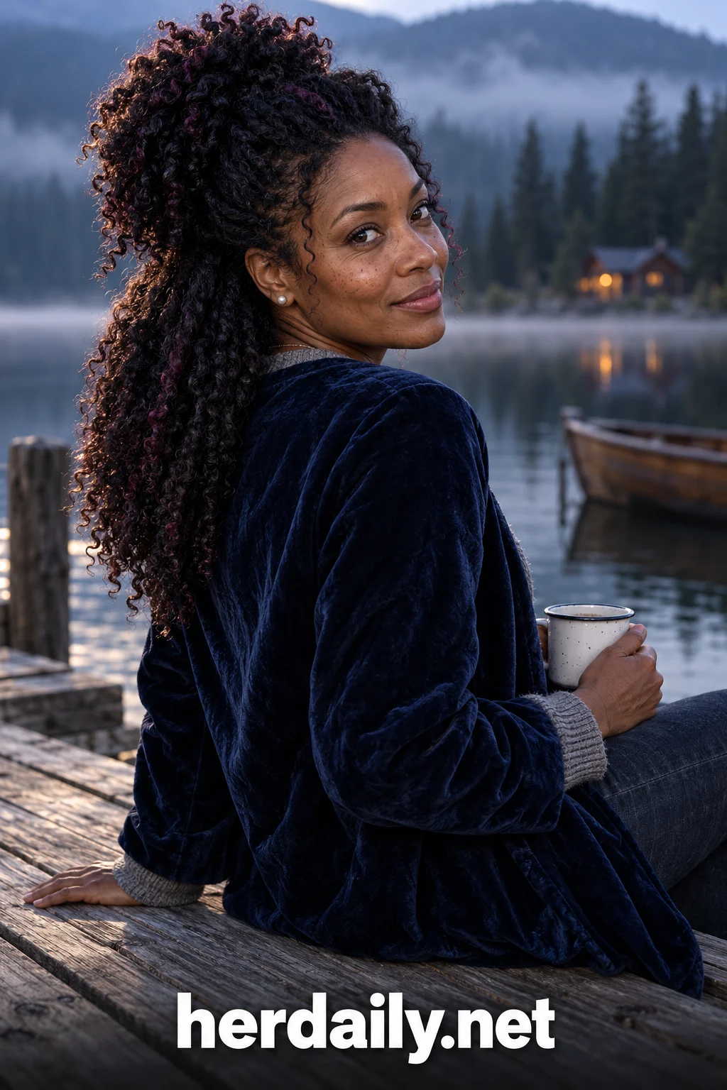 natural hairstyles for black women 16 half up half down coily pouf