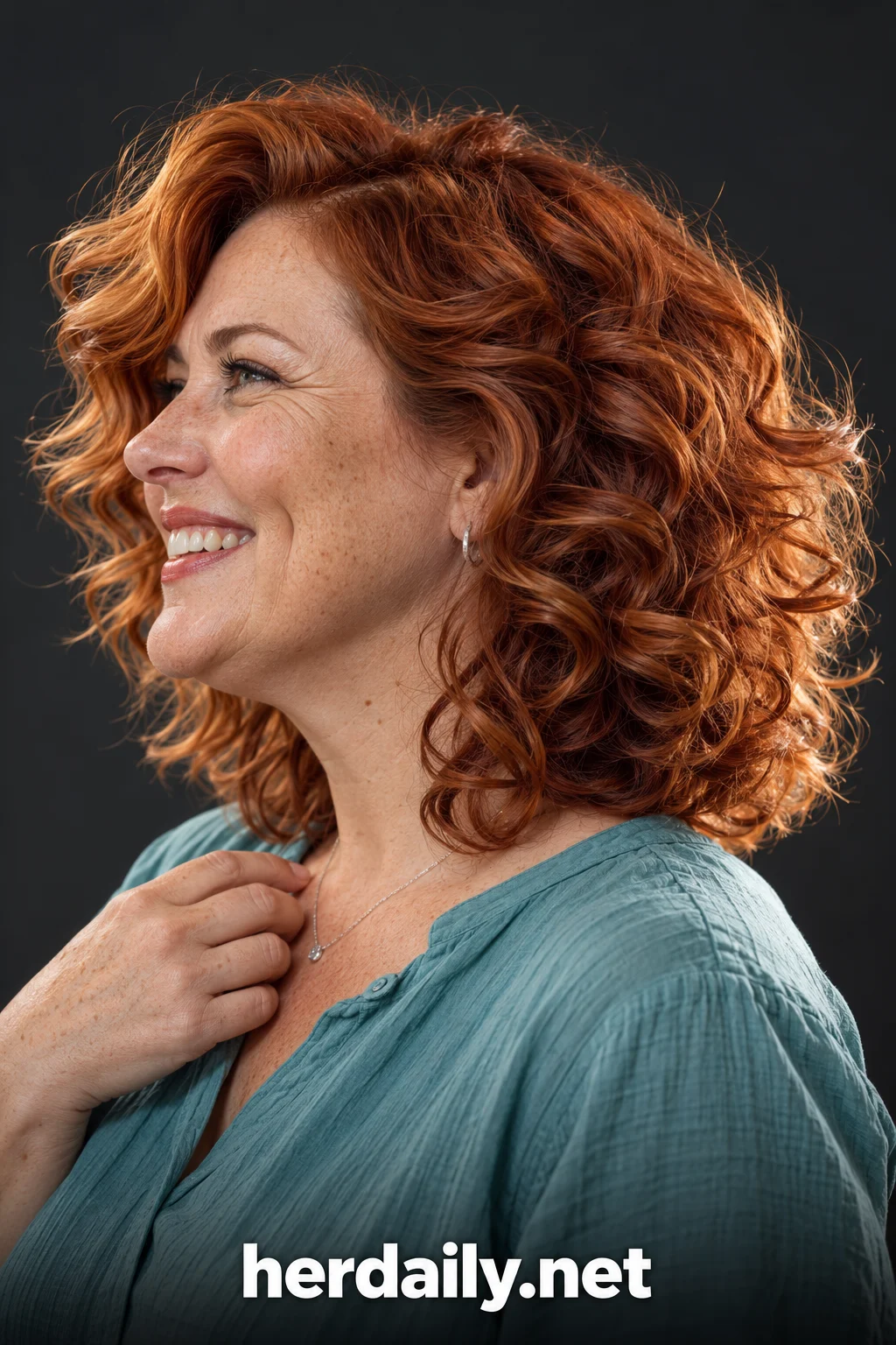 over 50 curly hairstyles for women 04 copper curly lob side