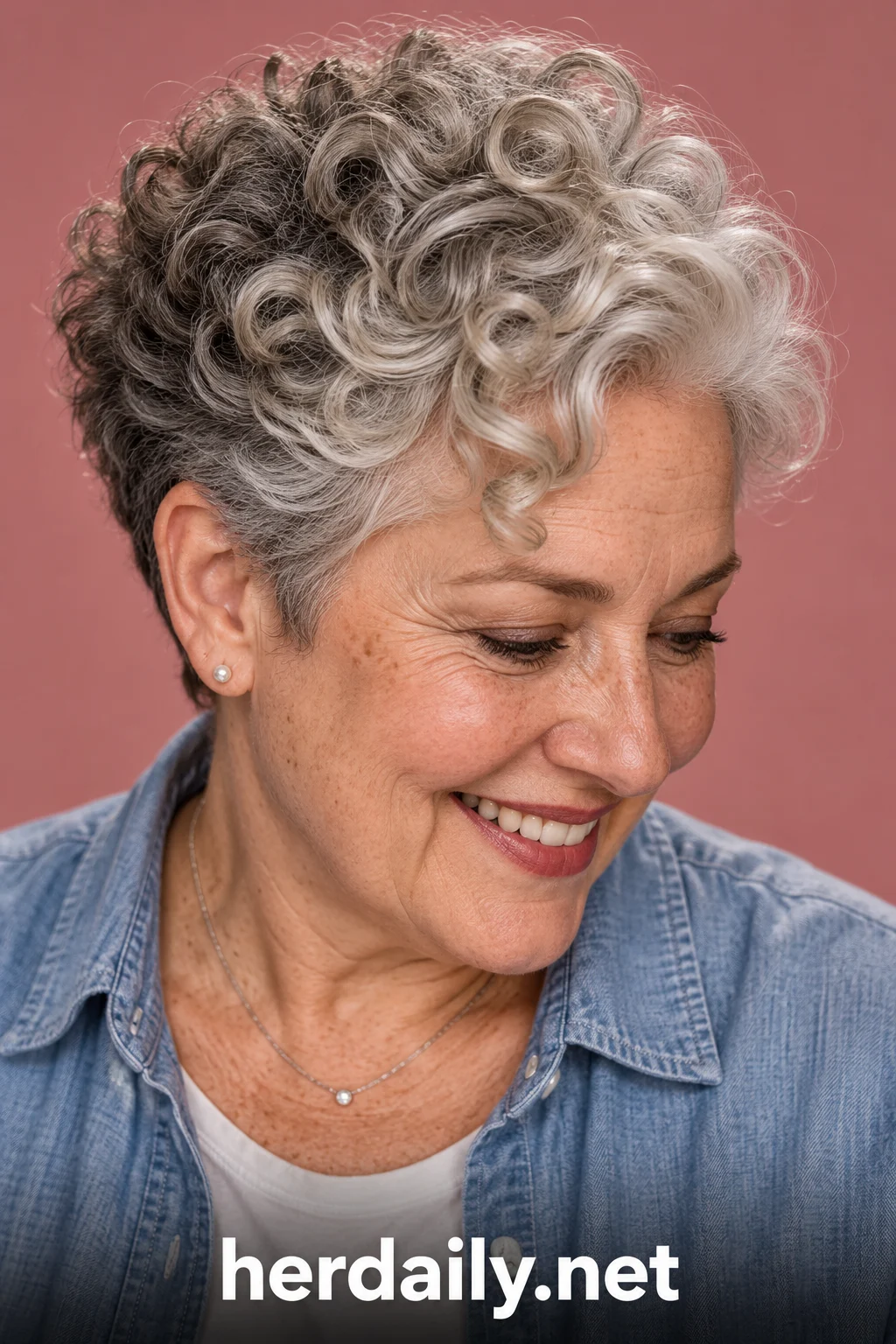 over 50 curly hairstyles for women 08 tapered silver curly c