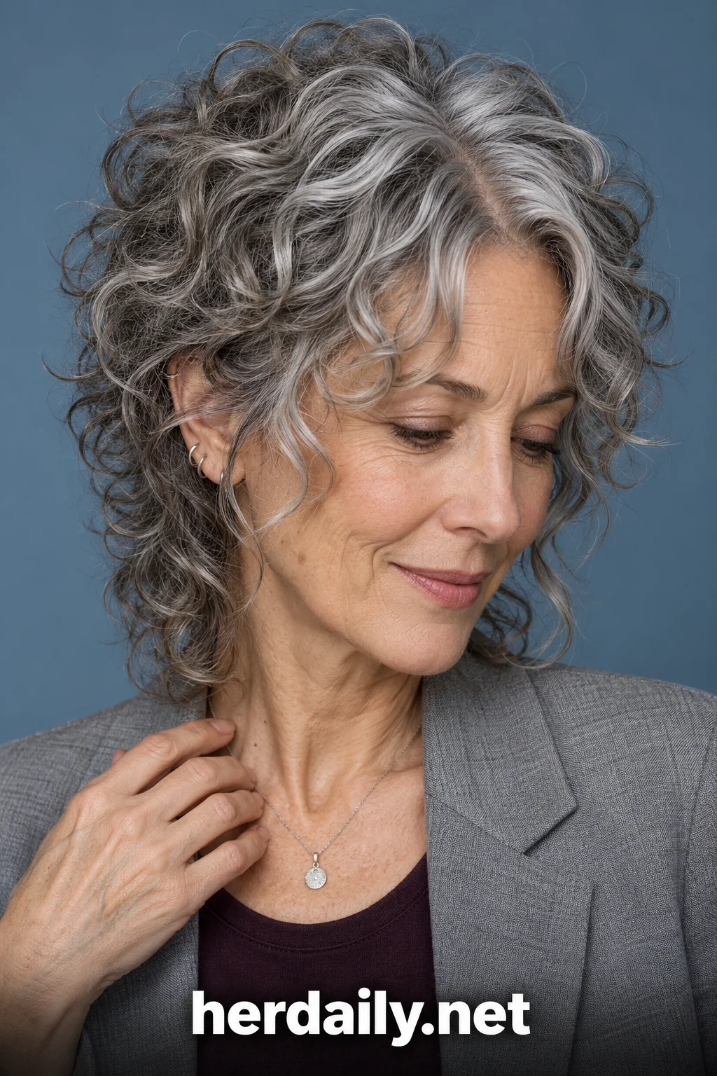 over 50 curly hairstyles for women 11 pewter gray curly wolf