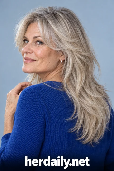 square face hairstyles over 50 ash blonde long layered shag