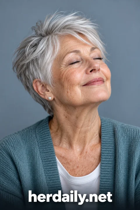 very short hairstyles for over 70 silver pixie with wispy fringe