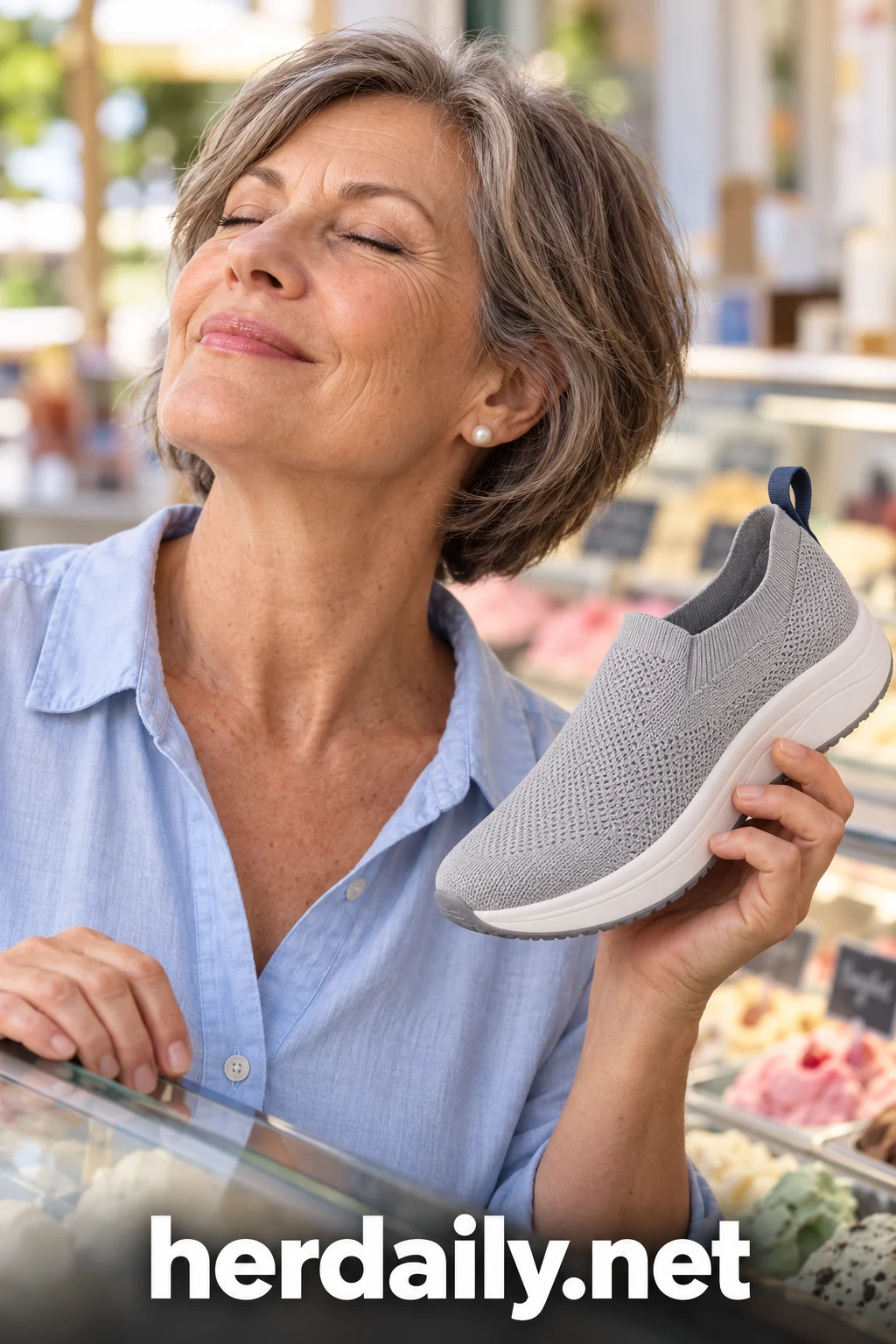 walking sneakers for older women 02 dove gray slip on knit s